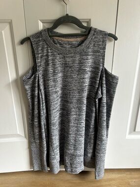 Calvin Klein Performance Gray Heather Cold-Shoulder Sweatshirt